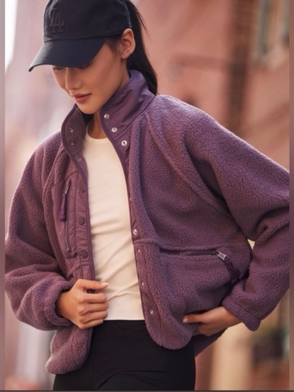 Free People Hit the Slope Fleece Jacket in Purple